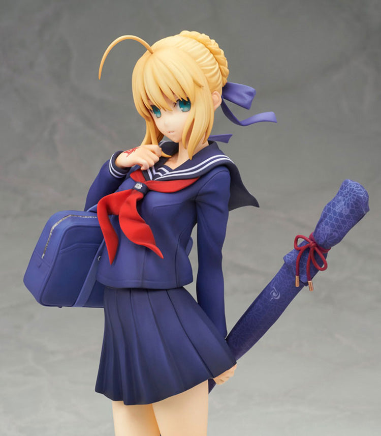 Fate School Uniform Saber Master Altria Pendragon FGO Figure JK Anime-style Girl 2D Model Collectible Decor