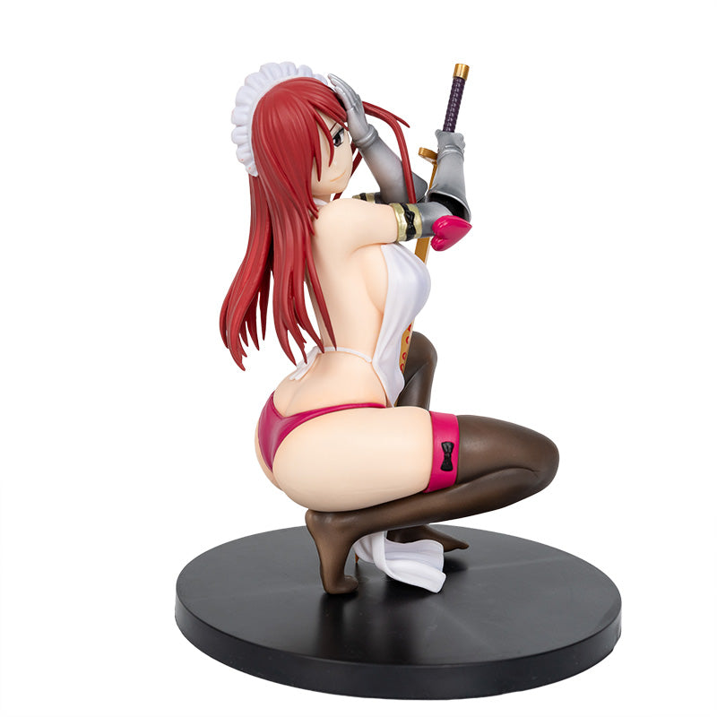 Fairy Tail Armor Erza Figure - Crouching Maid Girl Anime 2D Model Statue
